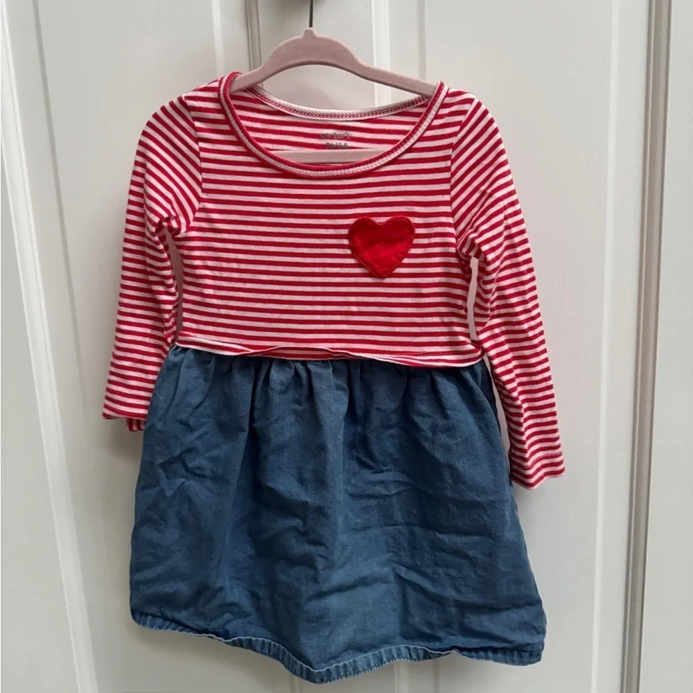 Carter’s 2T Girls Red, White and Blue Long Sleeve Dress